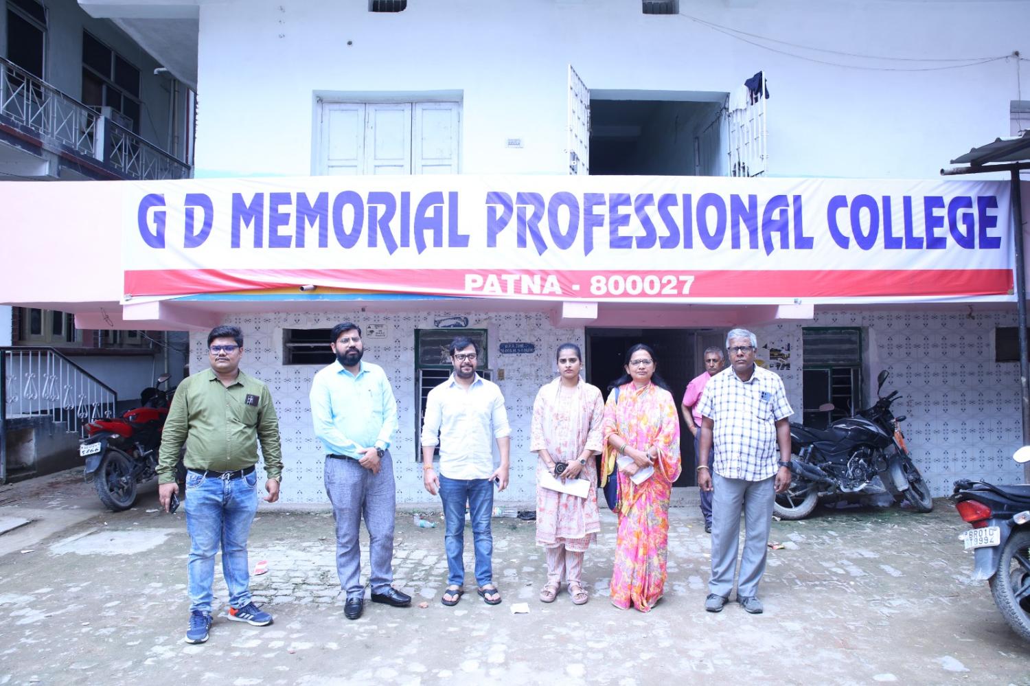 College Front with Staff